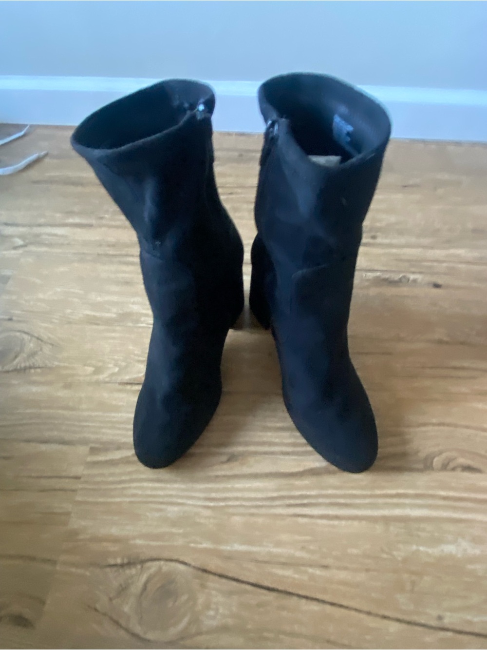 Women's Black Suede Heeled Ankle Boots